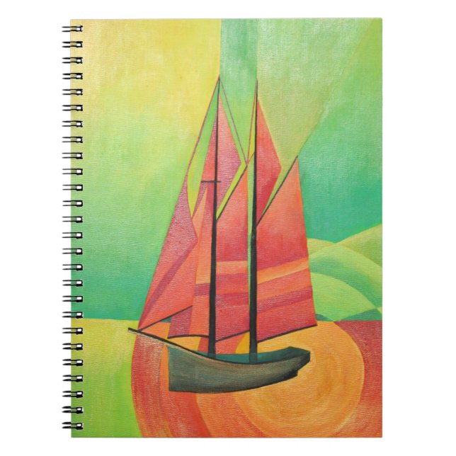 Cubist Abstract Sailing Boat Geometric Art Notebook (Front)
