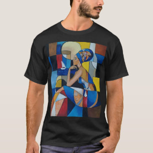 Cubist African Woman Dark T-Shirt Bold Geometric