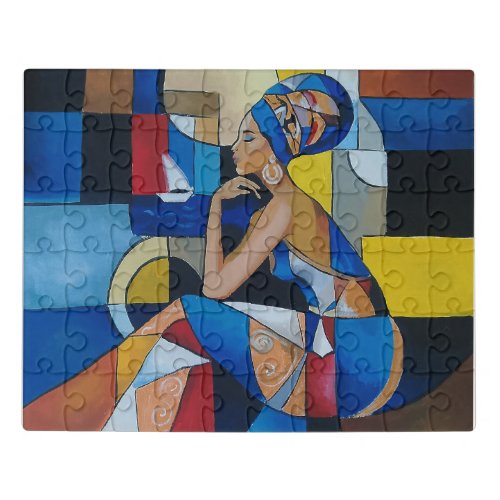 Cubist African Woman Jigsaw Puzzle | Bold Geometri