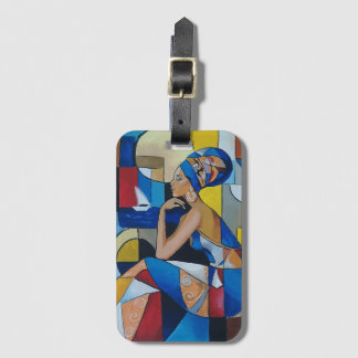 Cubist African Woman Luggage Tag | Bold Geometric