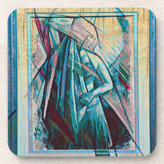 Cubist Art Deco Belly Dancer Beverage Coaster (Front)