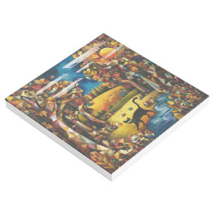 Cubist Autumn Forest with River and Meadow Gallery Wrap