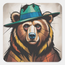 Cubist Bear Abstract Geometric Portrait 