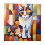 Cubist Calico Cat Art Ceramic Tile<br><div class="desc">Cubist Calico Cat Art</div>