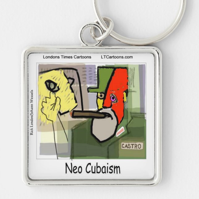 Cubist Castro NeoCubaism Funny Keychain (Front)