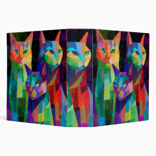 Cubist Cat Sentinels 3 Ring Binder