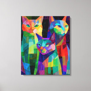 Cubist Cat Sentinels Canvas Print