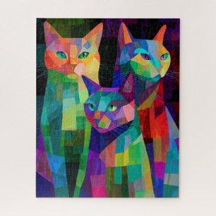 Cubist Cat Sentinels Jigsaw Puzzle