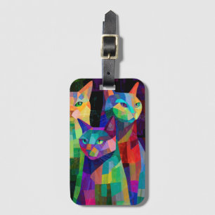 Cubist Cat Sentinels Luggage Tag