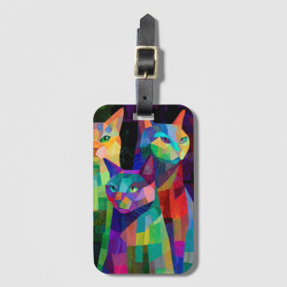 Cubist Cat Sentinels Luggage Tag