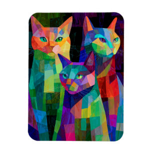 Cubist Cat Sentinels Magnet