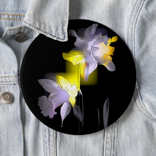 Cubist Daffodils Pinback Button (In Situ)