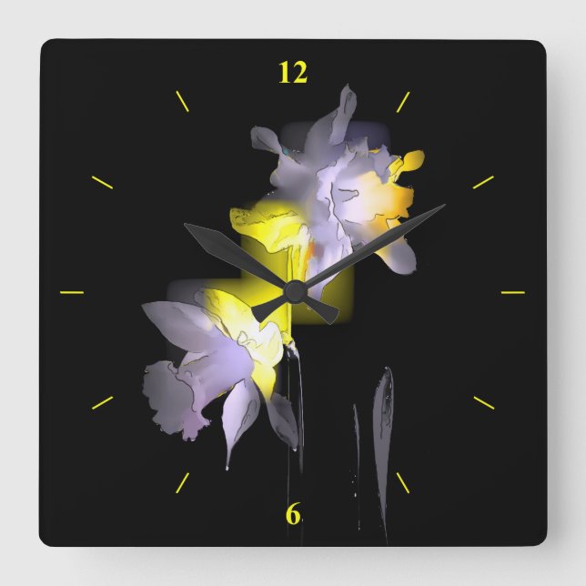 Cubist Daffodils Square Wall Clock (Front)