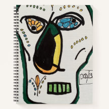 Cubist Day of the Dead Skull Spiral Notebook
