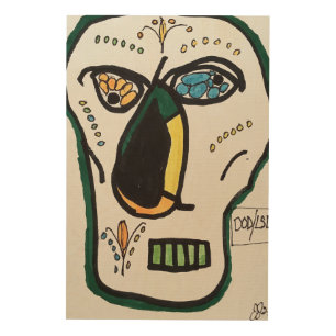 Cubist Day of the Dead Skull Wood Wall Art
