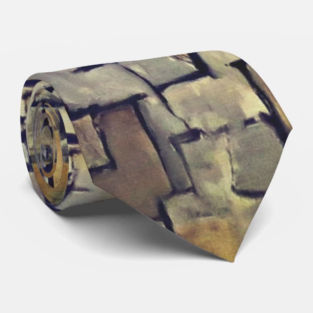 Cubist Earth – Textured Form Neck Tie (Rolled)