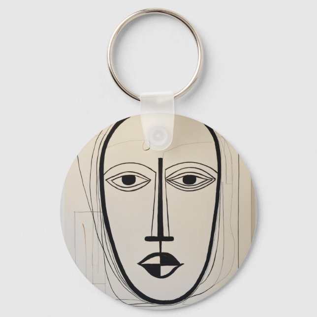 Cubist Face Art - Abstract Design Keychain (Front)