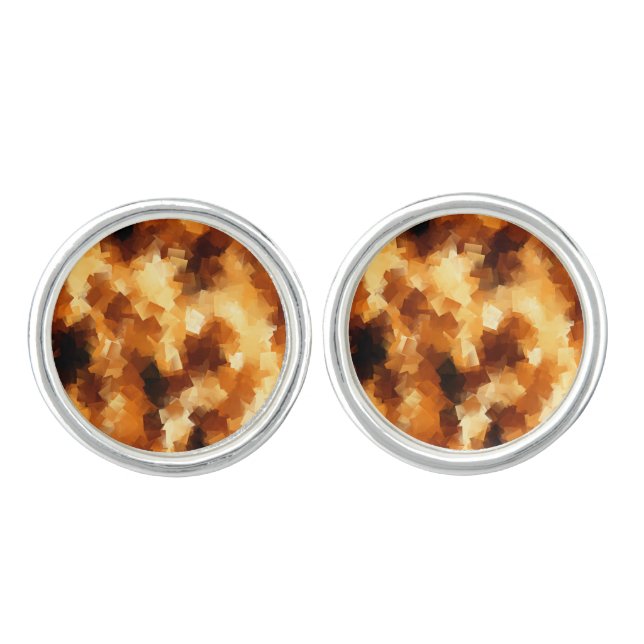 Cubist Fire Abstract Pattern Cufflinks (Front)