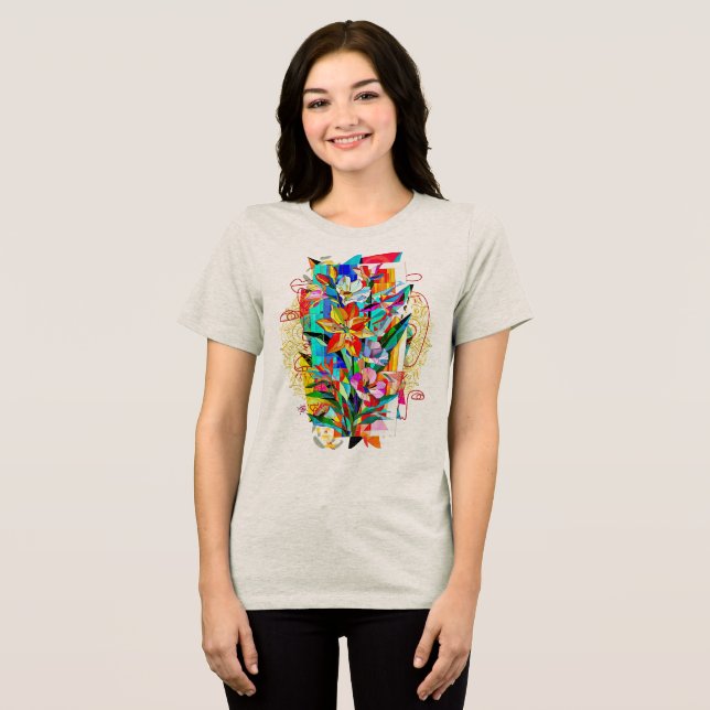Cubist Flowers Tri-Blend Shirt (Front Full)