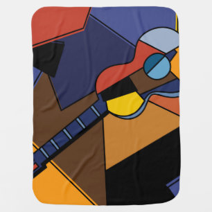 Cubist Guitar Surrealism Painting. Baby Blanket