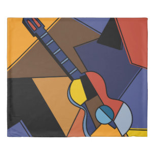 Cubist Guitar Surrealism Painting. Duvet Cover