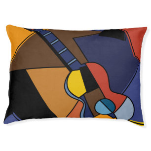 Cubist Guitar Surrealism Painting. Pet Bed