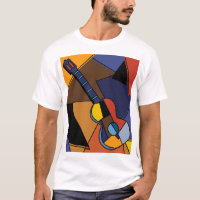 Cubist Guitar Surrealism Painting.
