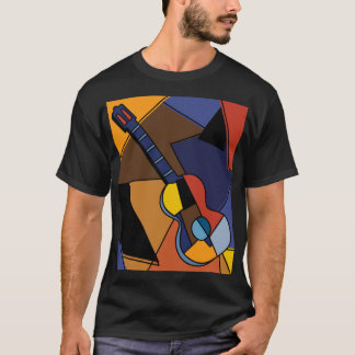 Cubist Guitar Surrealism Painting. T-Shirt