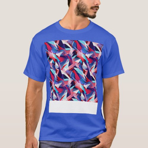 Cubist Harmony Modern Geometric Dance in Pink Blue T_Shirt