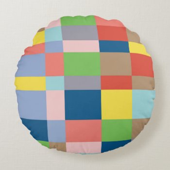 Cubist In Spring Colors Round Pillow by Lonestardesigns2020 at Zazzle