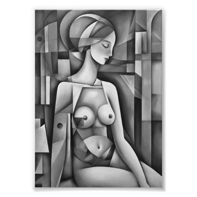 "Cubist Interpretation: Feminine Body in Abstract  Photo Print (Front)