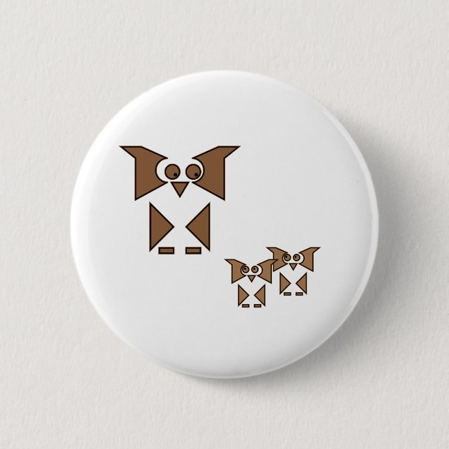 Cubist Owl Pinback Button (Front)