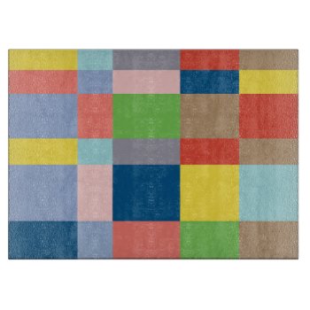 Cubist Quilt In Spring Colors Cutting Board by Lonestardesigns2020 at Zazzle