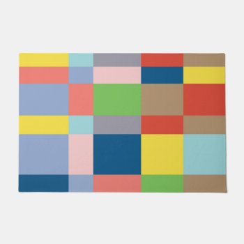 Cubist Quilt In Spring Colors Doormat by Lonestardesigns2020 at Zazzle