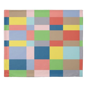 Cubist Quilt In Spring Colors Duvet Cover by Lonestardesigns2020 at Zazzle