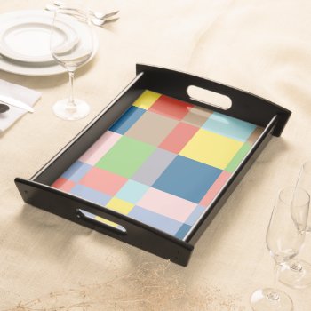 Cubist Quilt In Spring Colors Serving Tray by Lonestardesigns2020 at Zazzle