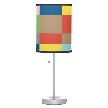 Cubist Quilt In Spring Colors Table Lamp by Lonestardesigns2020 at Zazzle
