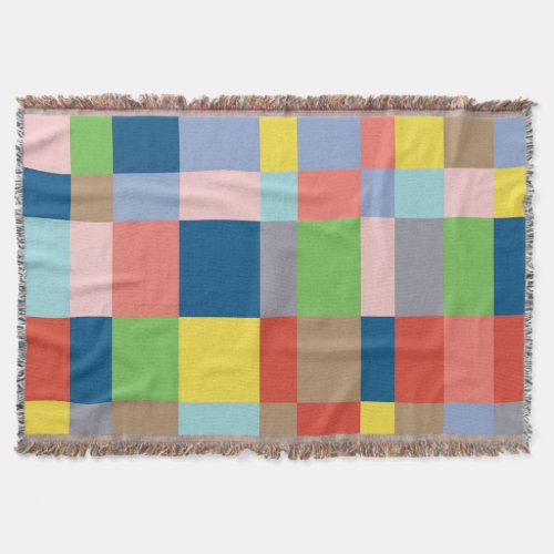 Cubist Quilt in Spring Colors Throw Blanket