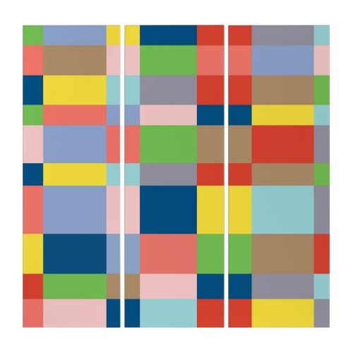 Cubist Quilt in Spring Colors Triptych