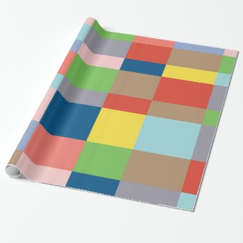 Cubist Quilt In Spring Colors Wrapping Paper by Lonestardesigns2020 at Zazzle