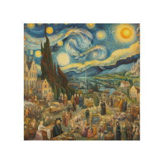 Cubist Symphony of Light and Shadow Wood Wall Art