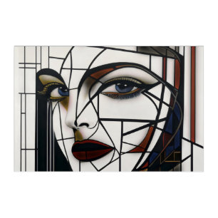Cubist Woman Portrait Stained Glass Acrylic Print
