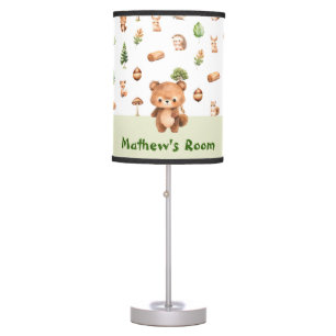 Cubs Forest Animals Woodland Pattern Nursery Table Lamp