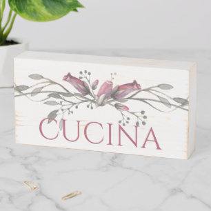 Cucina Kitchen Italian Floral Wooden Box Sign
