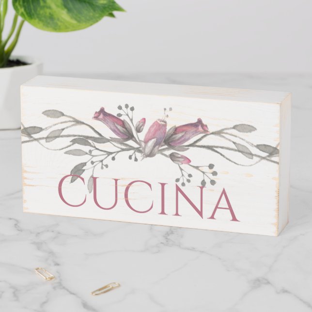 Cucina Kitchen Italian Floral Wooden Box Sign (In Situ Horizontal)