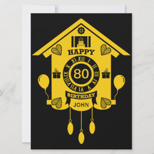 Cuckoo Clock Time Happy 80th Birthday Card