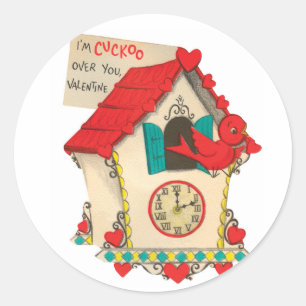 Cuckoo Over You Valentine Round Stickers