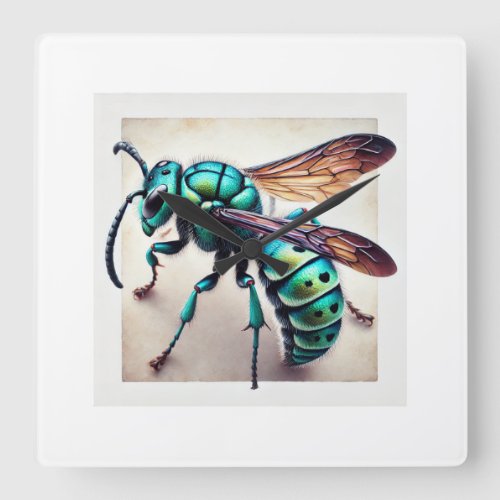 Cuckoo Wasp 210624IREF128 _ Watercolor Square Wall Clock