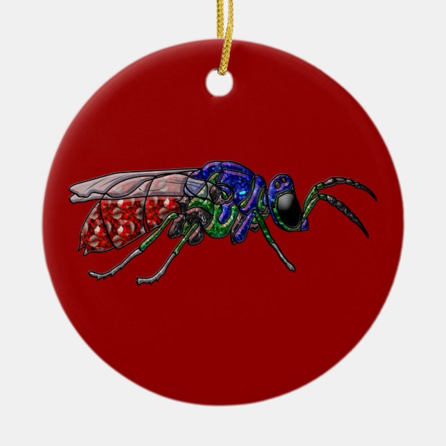 Cuckoo Wasp Ceramic Ornament (Front)