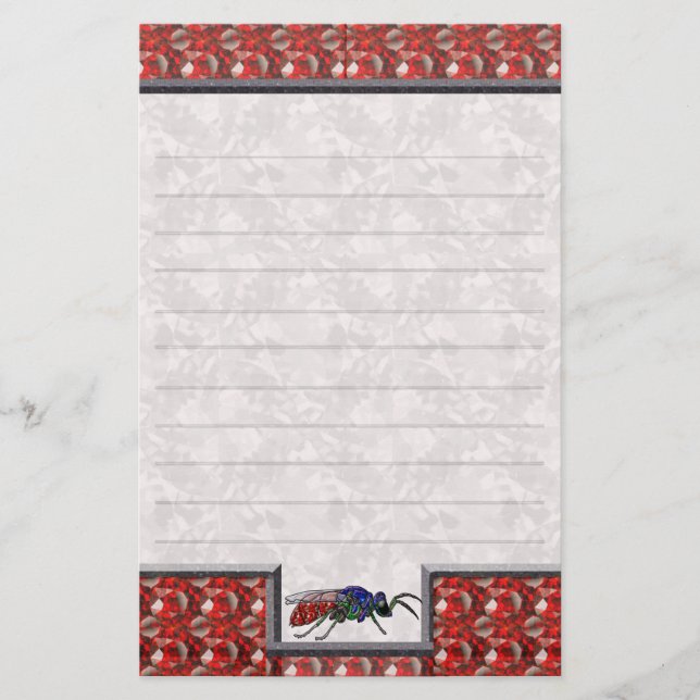 Cuckoo Wasp Red Lined Stationery (Front)